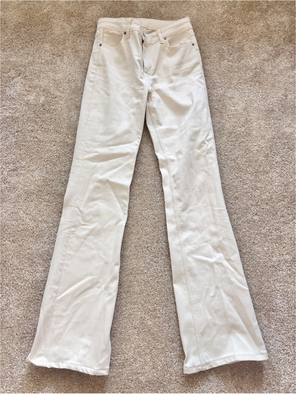 Zara Bone Colored Flare Jeans